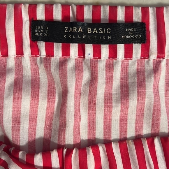 Zara Red and White Stripped Off The Shoulder Crop Top Size Small - Picture 7 of 8